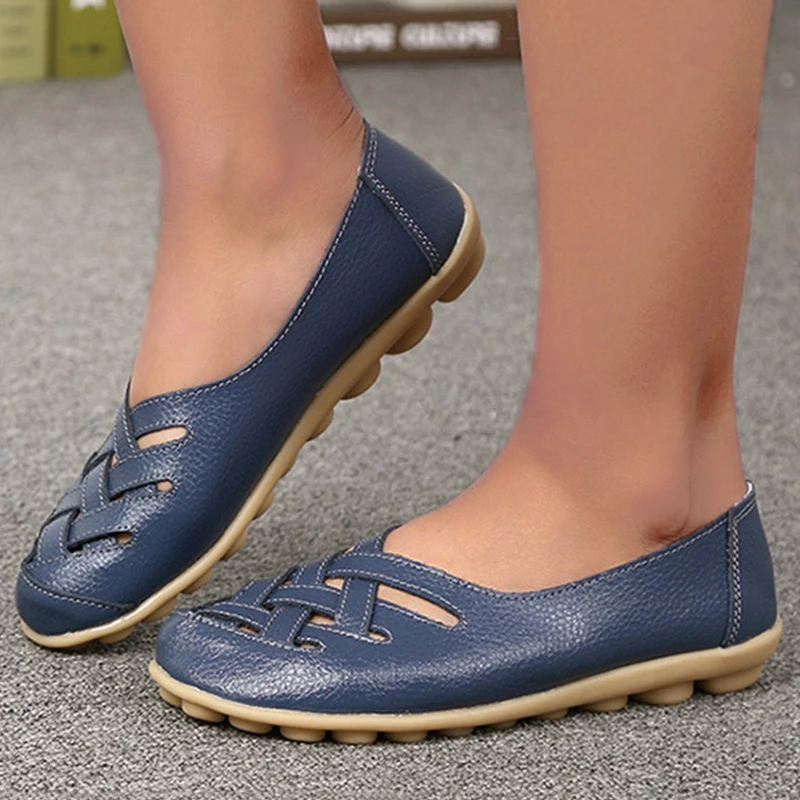 Shoes For Women 2024 Summer Flat Shoes Soft Leather Loafers Women\'s Moccasins Ballet Flats Casual Nursing Zapatos Mujer Elegant