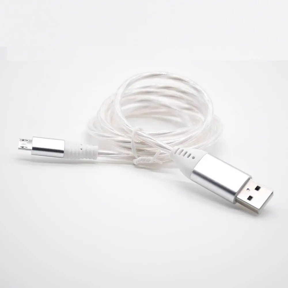 Micro USB Cable for Charging to Straight Male USB White Glow Line