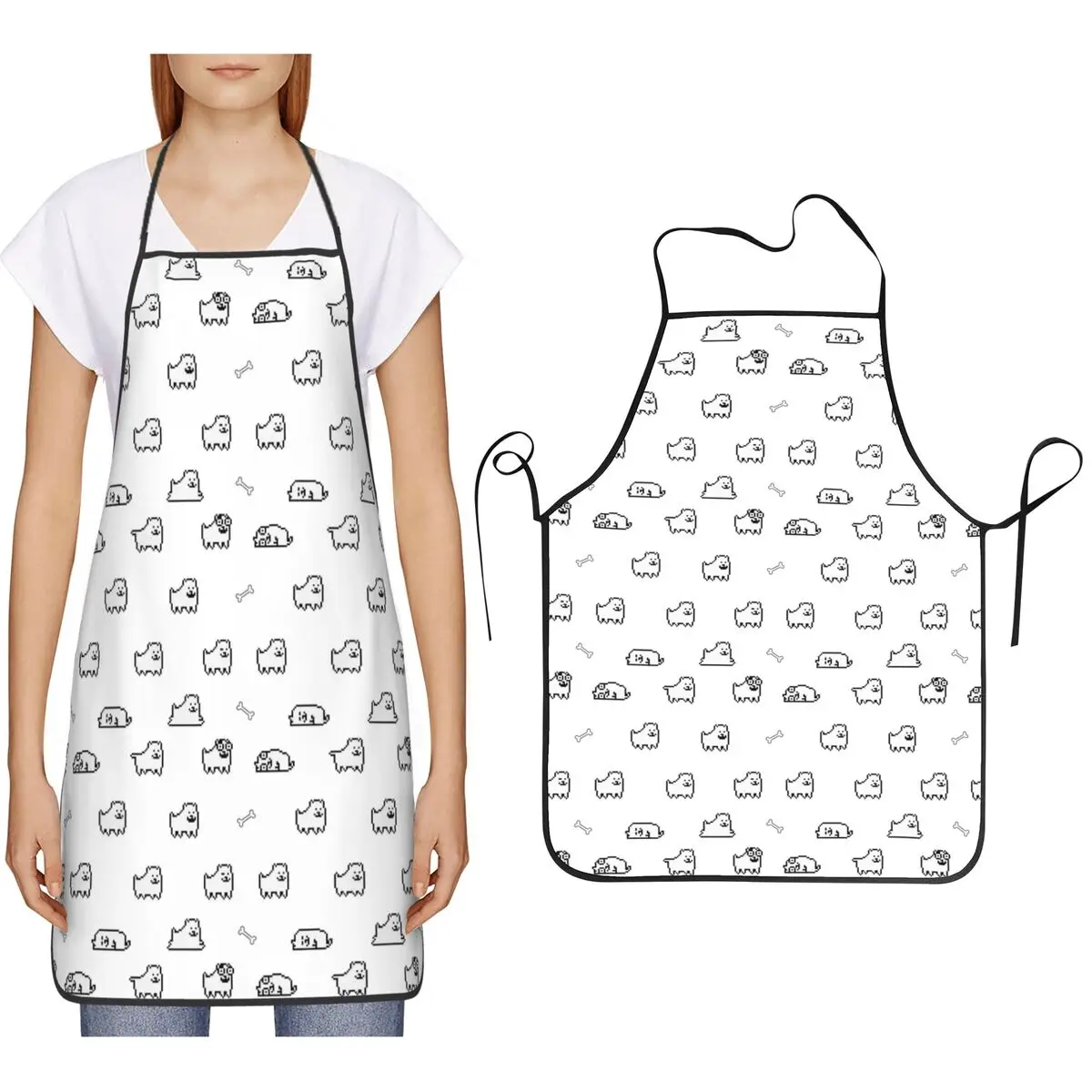 UNDERTALE ANNOYING DOG SEAMLESS PATTERN Aprons Chef Cooking Baking Tablier Bib Kitchen Cleaning Pinafore for Women Men Gardening