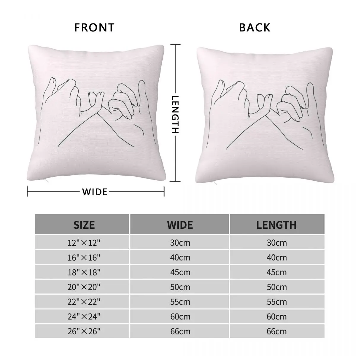 Pinky Promise Love Square Pillowcase Polyester Linen Velvet Printed Zip Decor Pillow Case Sofa Cushion Case 45x45