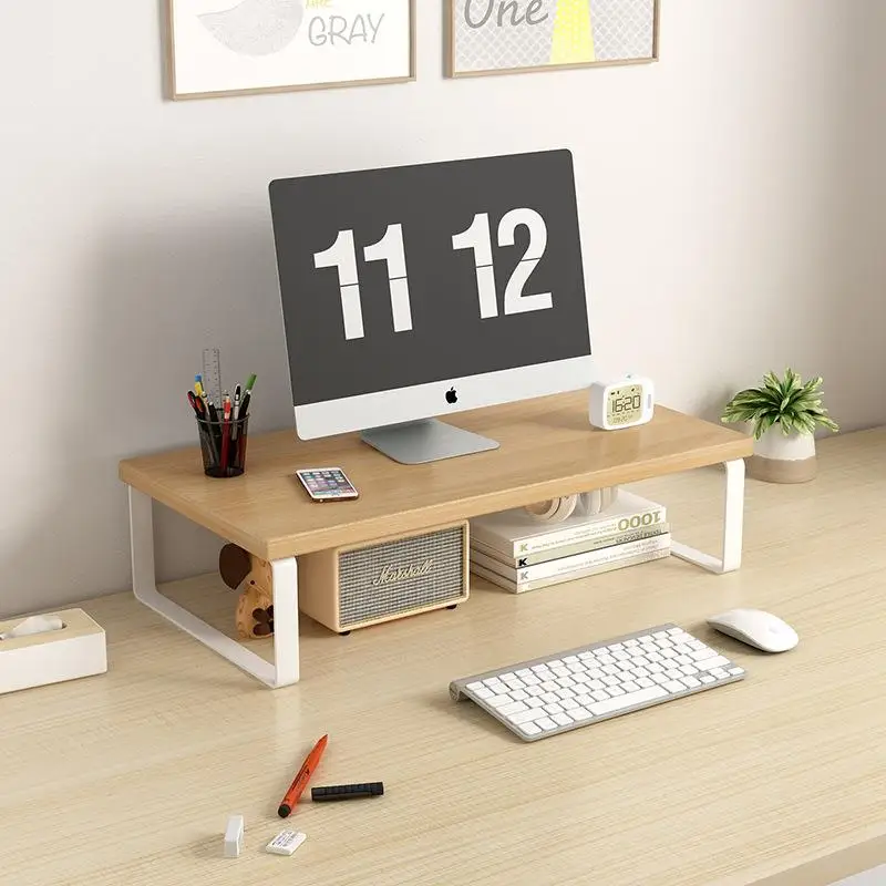 elevated-desktop-computer-monitor-stand-office-desk-storage-rack-wood-material-display-holder-desktop-organizer