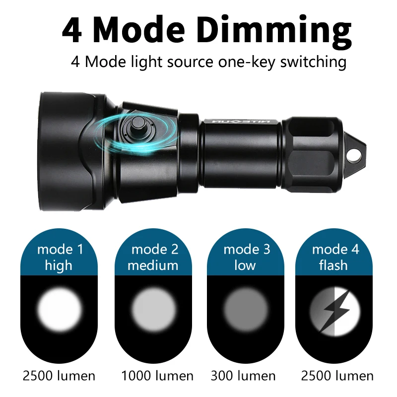 Diving LED flashlight strong rechargeable focus long range ultra bright underwater lighting outdoor endurance flashlight