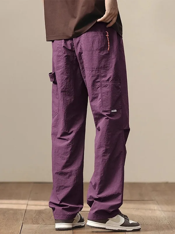 

Large Size Summer Thin Ice Silk Work Trousers Men's Spring Autumn Loose Outdoor Qui Dry Straight Casual Pants