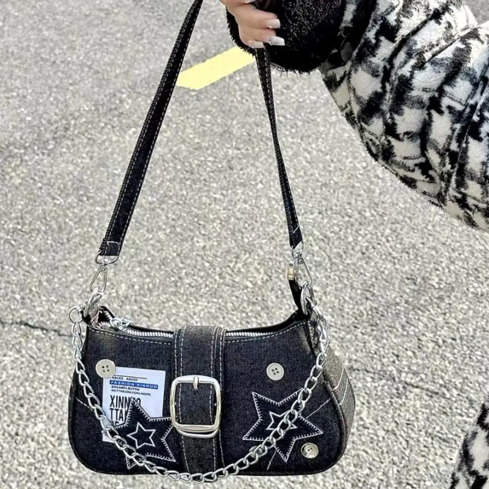 Vintage Style Denim Purse Retro Denim Shoulder Bag Grunge Hobo Denim Shoulder Bag Vintage Crossbody for Women for Outings