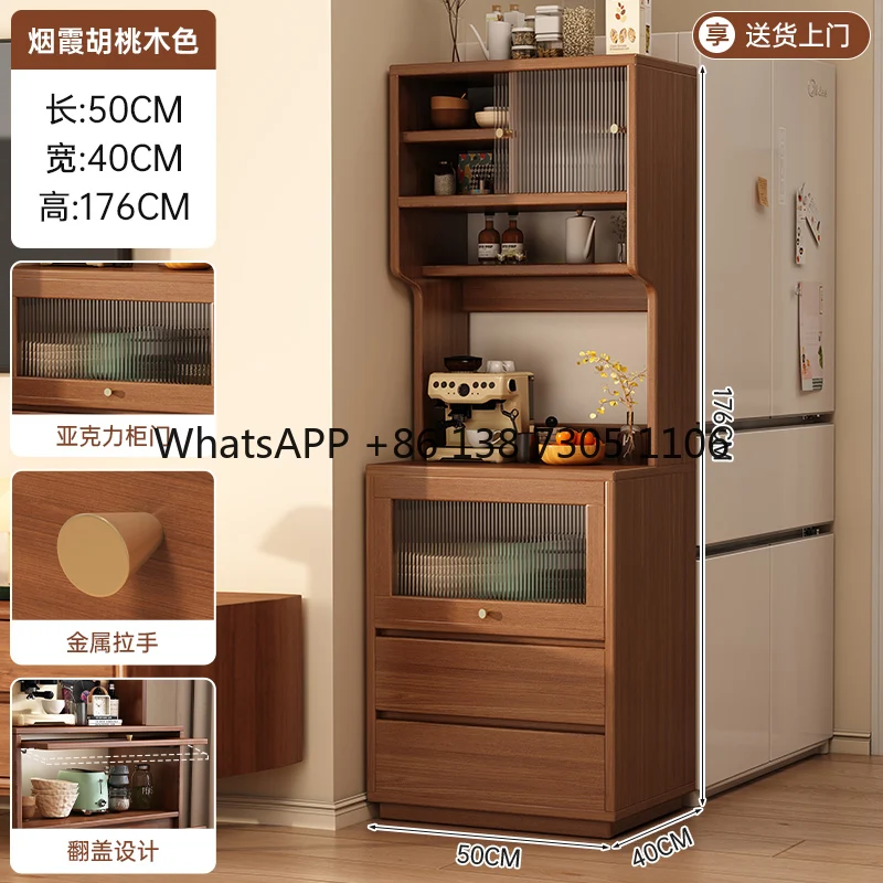 Solid wood dining side cabinet, living room, household coffee, log wind tea cabinet, corner floor rack