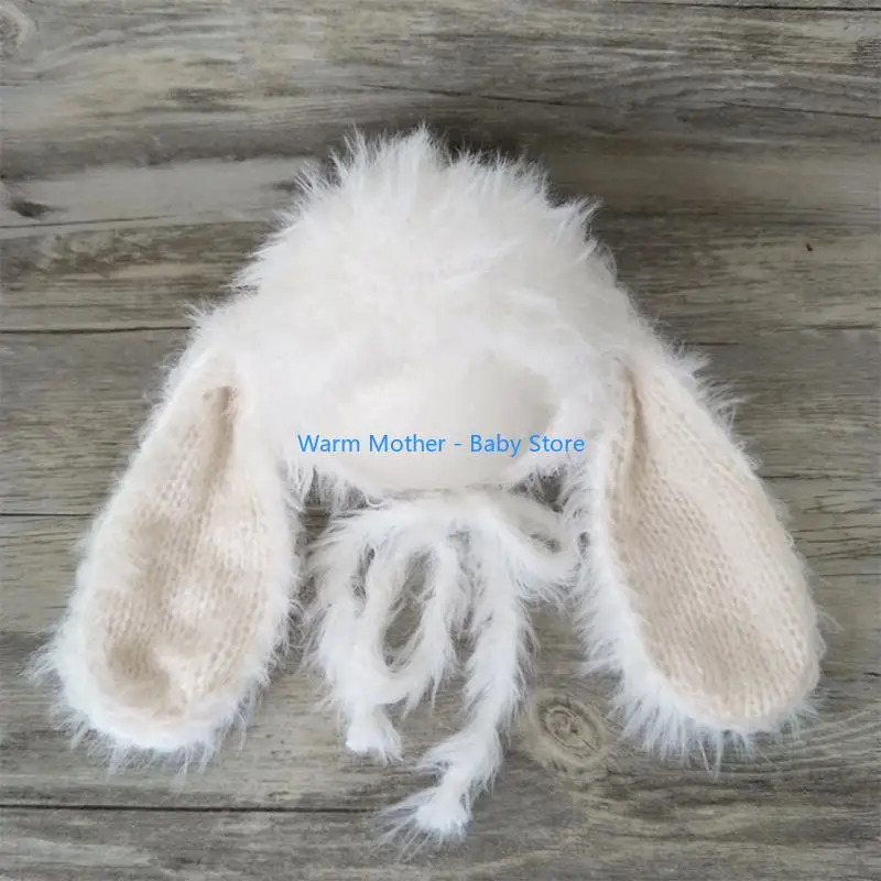 آذان الأرنب زي قبعة التصوير الدعائم الطفل اطلاق النار قبعة صغيرة قبعة لطيف الجلد ودية لارتداء الرأس لحديثي الولادة 0-12 57QE