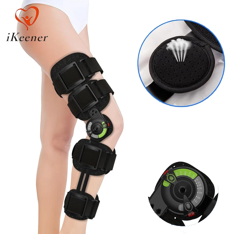 Knee Brace Hinged Support Breathable Adjustable for Leg Joint Meniscus Rehabilitation Post Surgery Recovery Walking Assistance