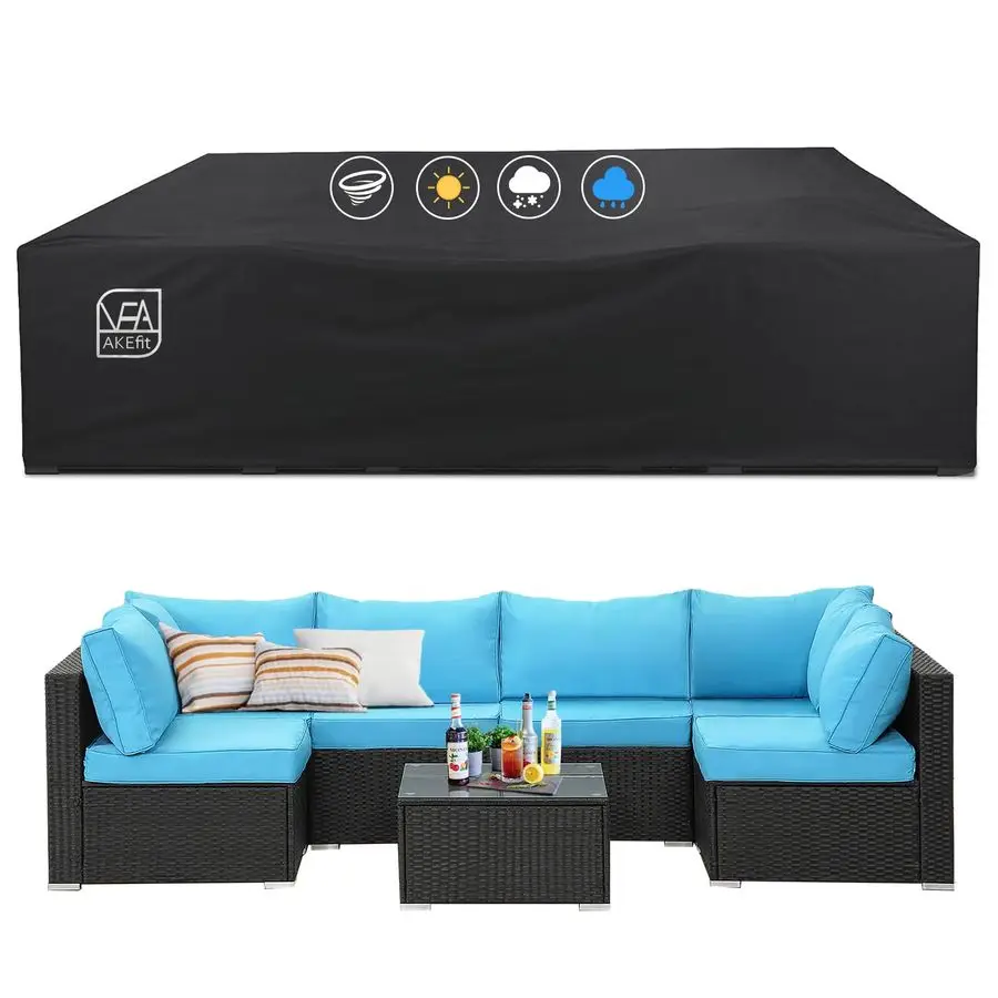 

Чехлы для садовой мебели, 500D, сверхпрочные, водонепроницаемые, для квадратных и прямоугольных столов и стульев для патио, черные, 137 длиной x 10 шириной