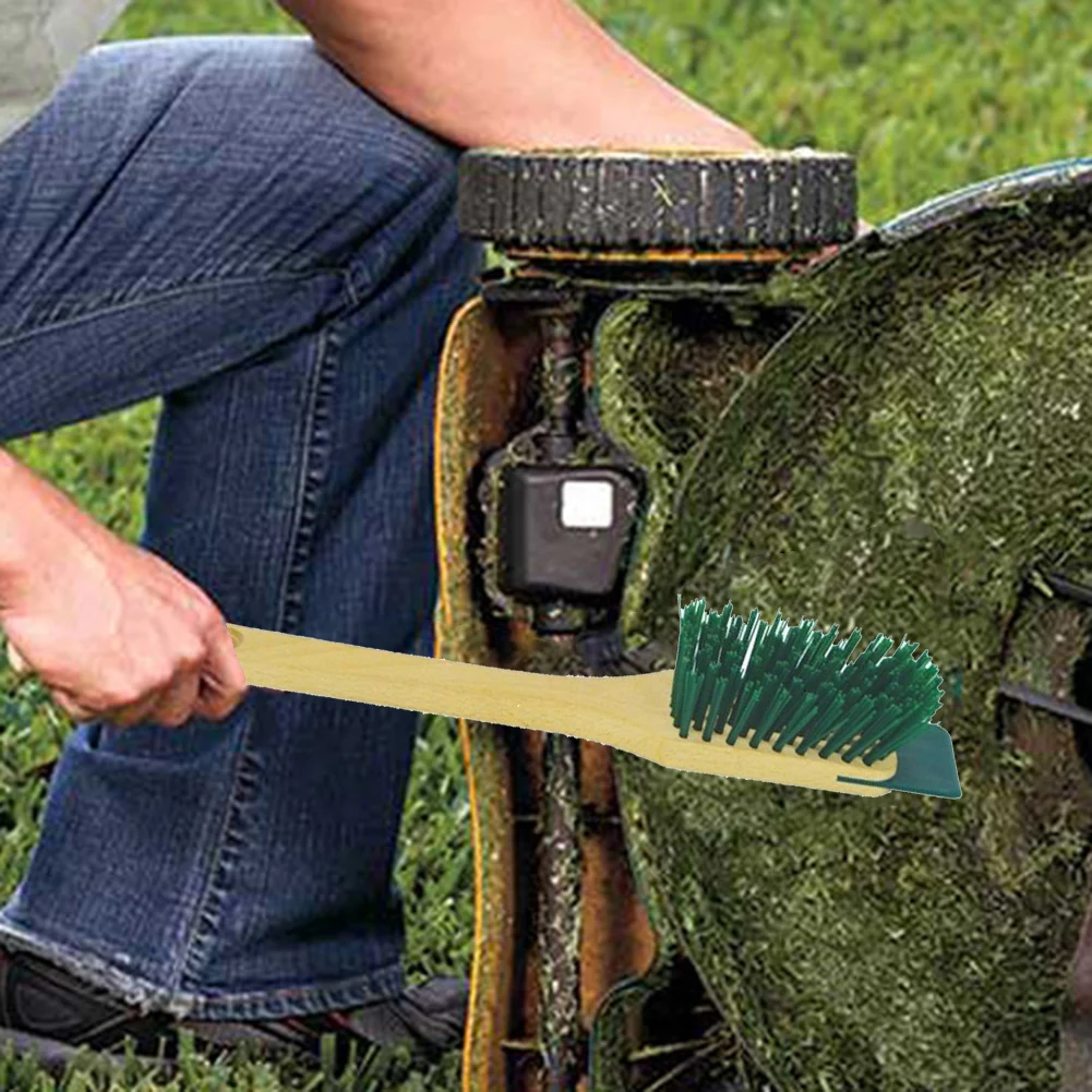 Dual-Purpose Outdoor Cleaning Instrument with Ergonomic Grip Steel Head Brush and Plastic Scraper for Garden Equipment Care