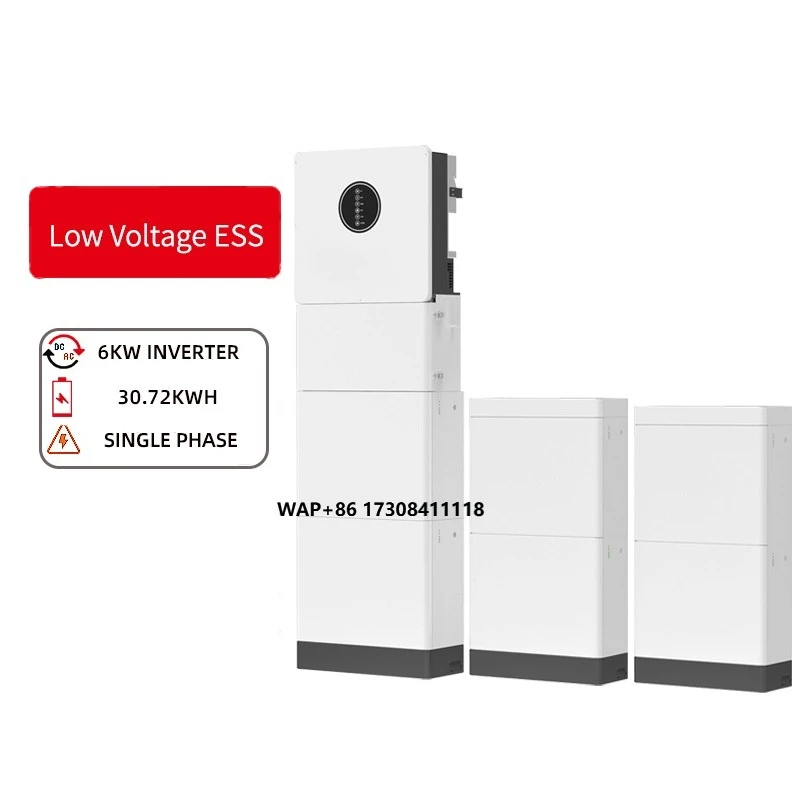 عاكس هجين 6KW + بطارية تخزين 30.72KWH نظام تخزين الطاقة المنزلي الكل في واحد