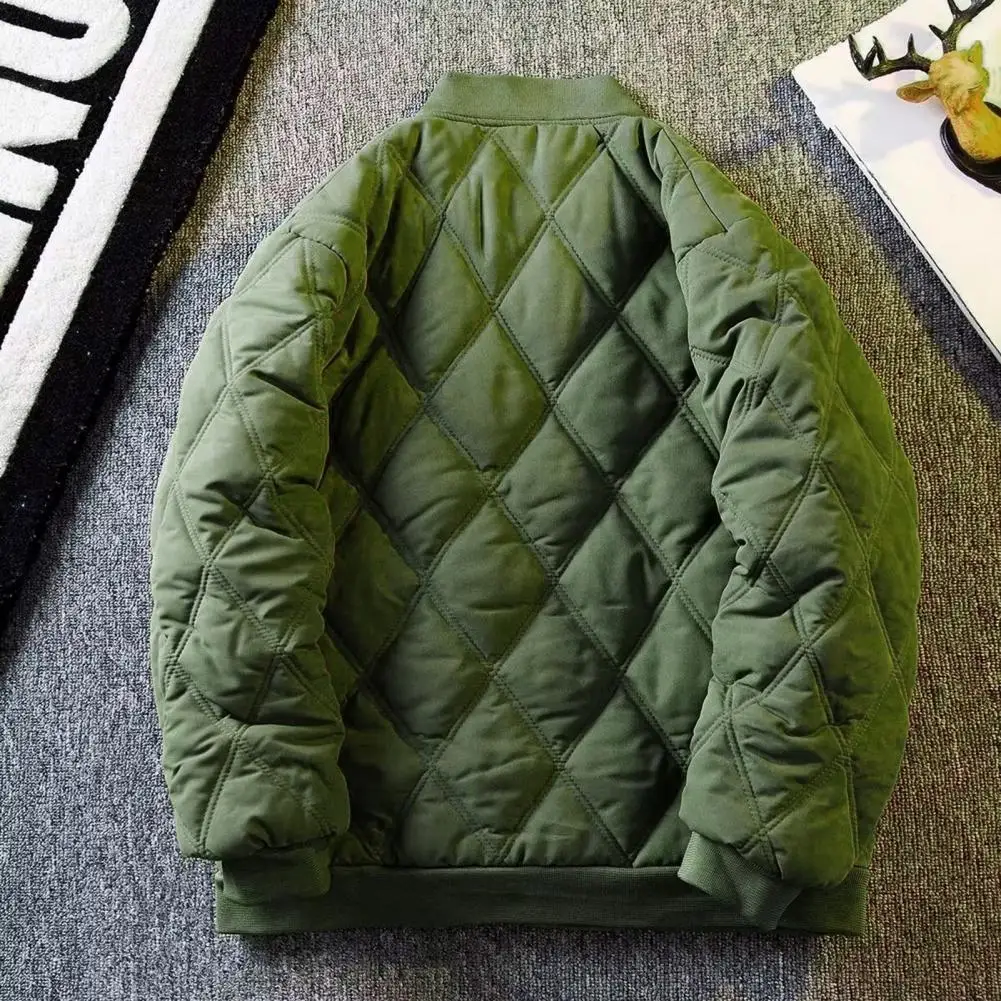 Warm Cotton Jacket For Men Casual Sle Padded Quilted Coat Youth Faion Urban Life Stand Fit Long Sve Regular Length