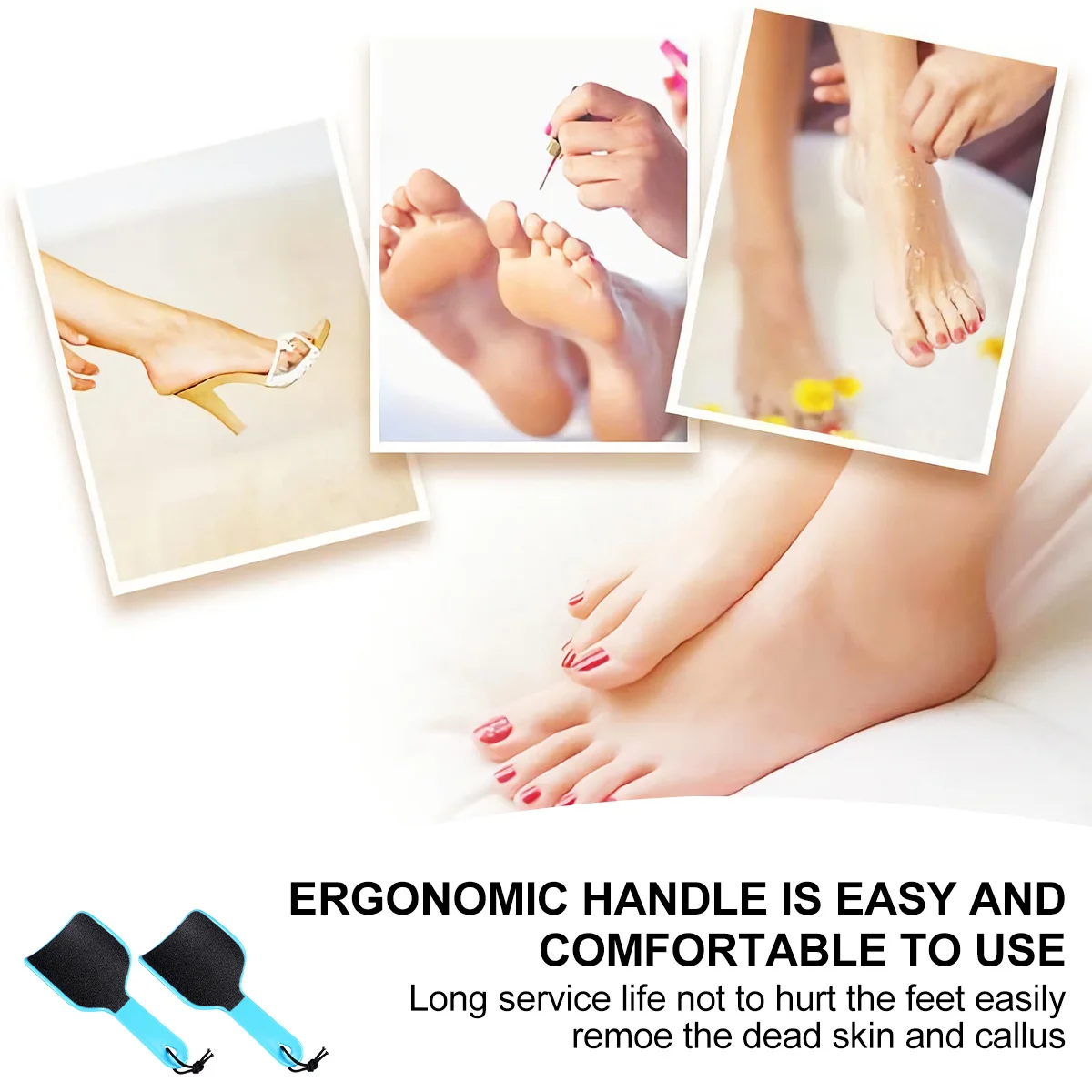 

2 шт., рашпиль для ног, эргономичная ручка, пилка для ног для удаления мозолей и омертвевшей кожи, отшелушивающее средство для гладкой подошвы, принадлежности для педикюра