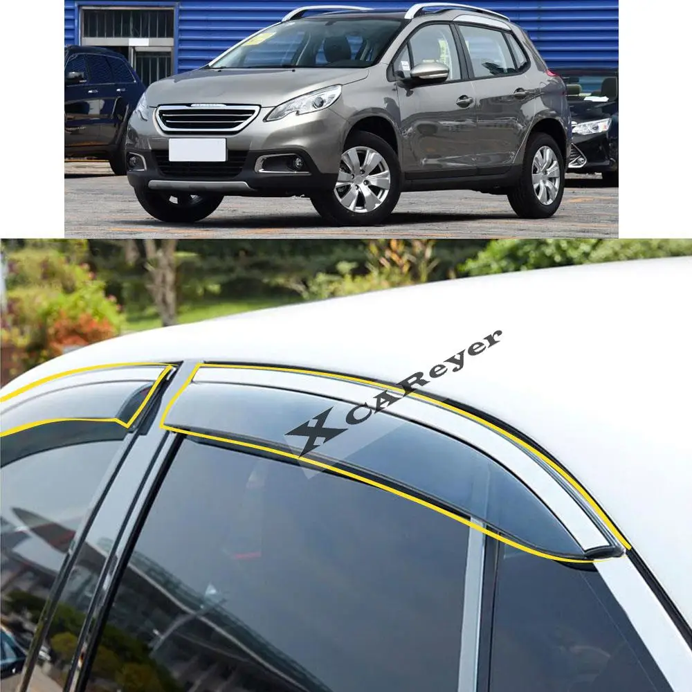 For Peugeot 2008 2014 2015 2016 2017 2018 2019 Car Body Styling Sticker Plastic Window Glass Wind Visor Rain/Sun Guard Vent