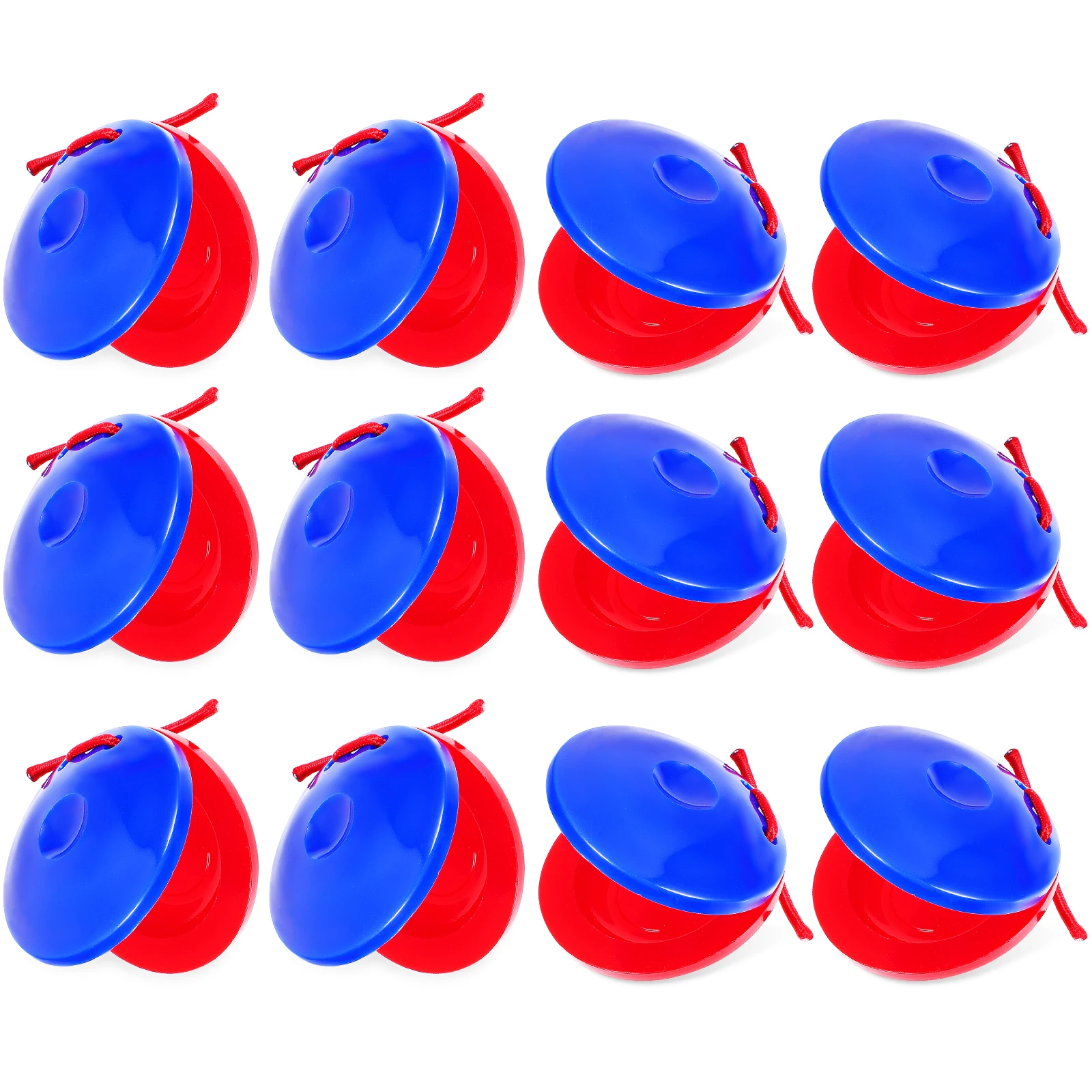

12 pcs Finger Castanets Kids Instrument Plastic Toy Bright Colors Elastic Cords Music Classes Stage Performances