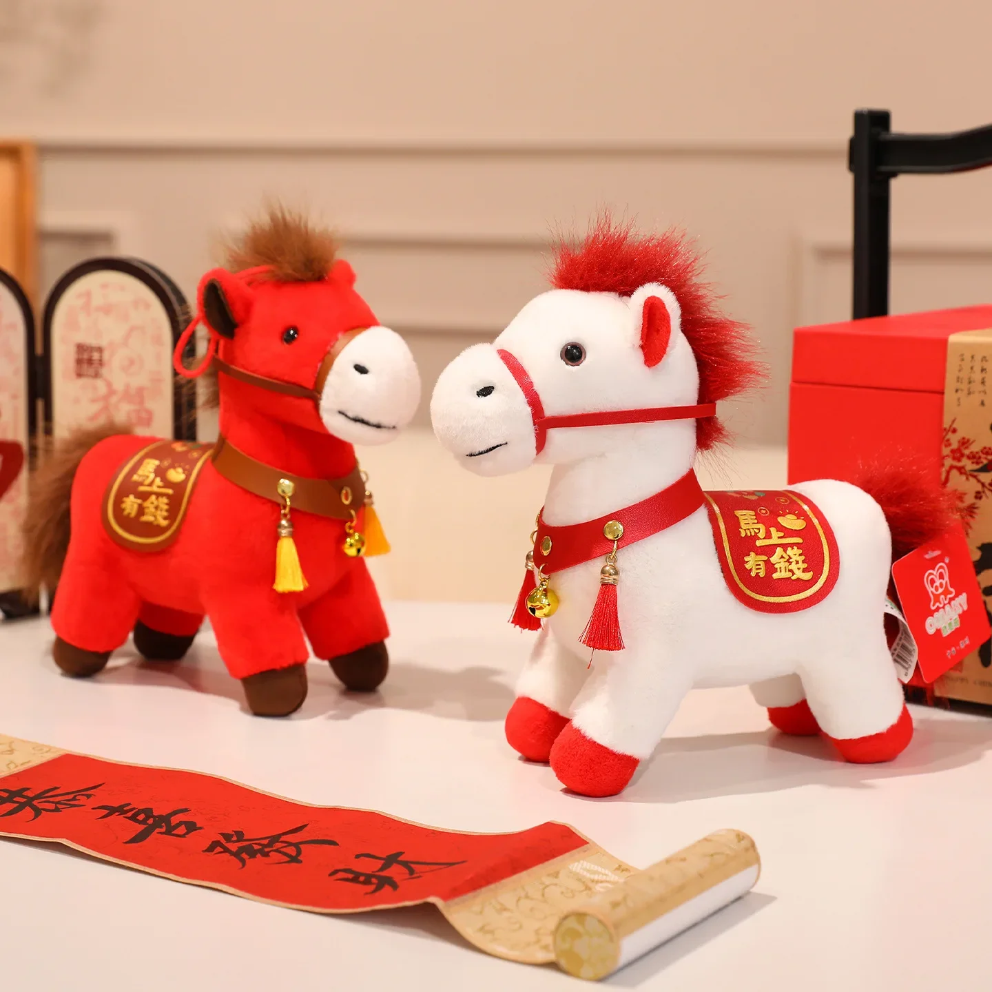 1Pcs Cute Stuffed Horse Doll New Year Mascot Colorful Little Horse Plush Toys Gorgeous Festive Decoration Children's Gifts