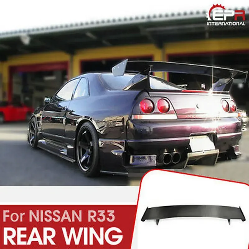 FRP Black or Grey Unpainted Rear GT Spoiler Wing 5pcs For Nissan R33 Skyline GTR Bee Style(only fit to GTR Rear Spoiler Base)