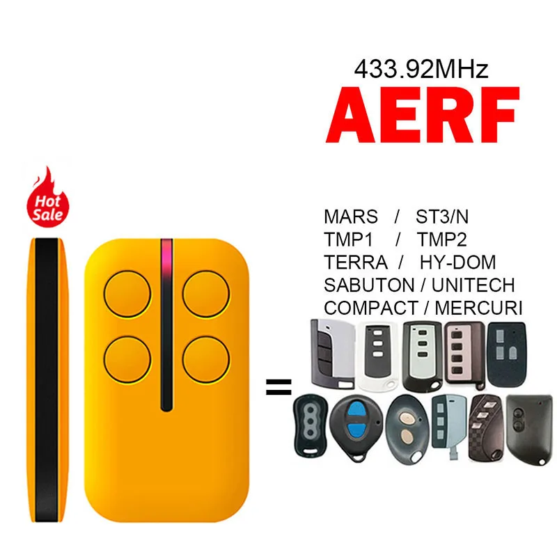 

For AERF MARS TMP1 TMP2 TERRA HY-DOM SABUTON UNITECH COMPACT MERCURI ST3/N Multi-frequency Garage Door Remote Control 433.92MHz