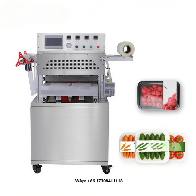 Commercial MAP Packaging Machine Rotary Vacuum Food Tray Sealing Machine with Gas Filling