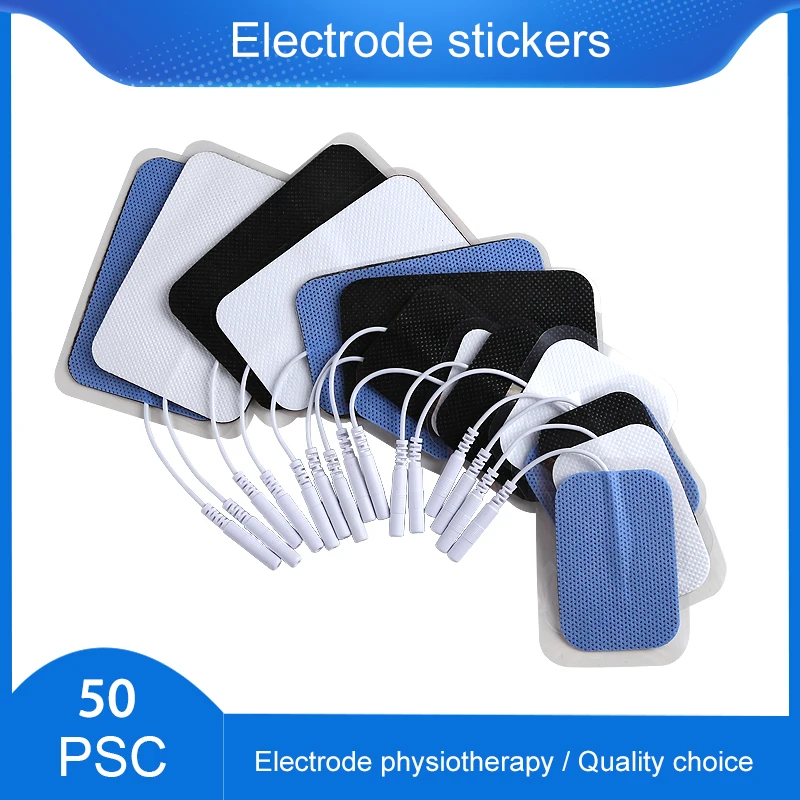 

50pcs Electrode Pads for Tens Acupuncture Physiotherapy Machine Ems Nerve Muscle Stimulator Slimming Massager Patch 2mm Plug