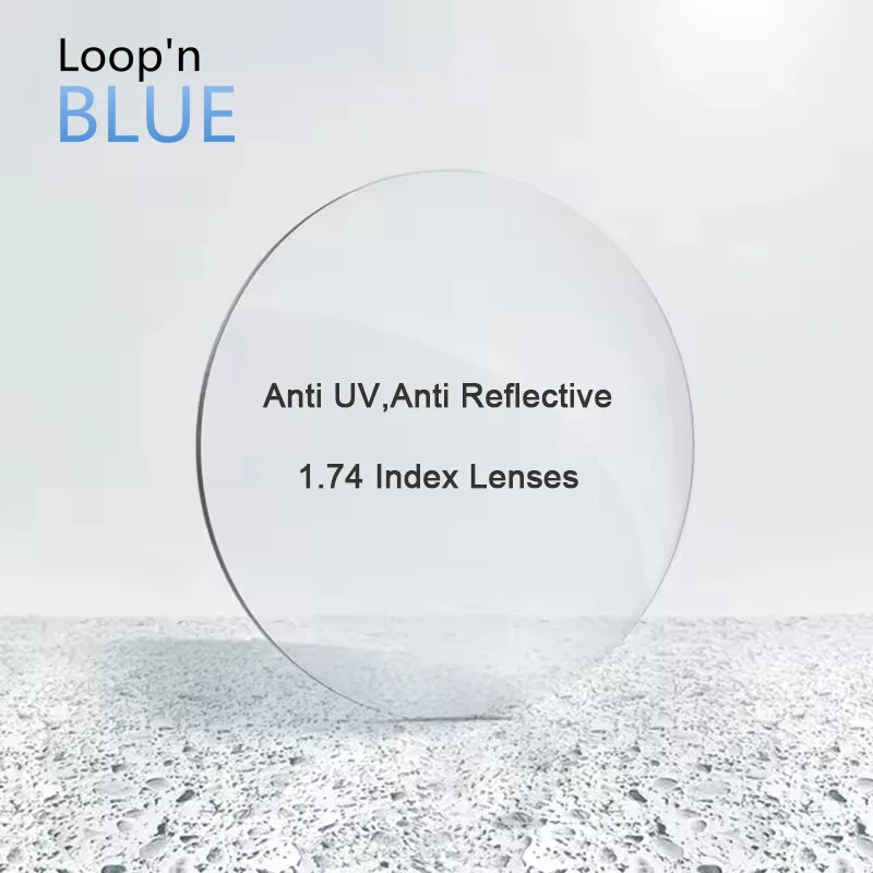 LOOPNBLUE 1.74 Index Prescription Lenses Lightweight Clear Optical Glasses Myopia Lens Anti-Reflective Customization for Eyewear