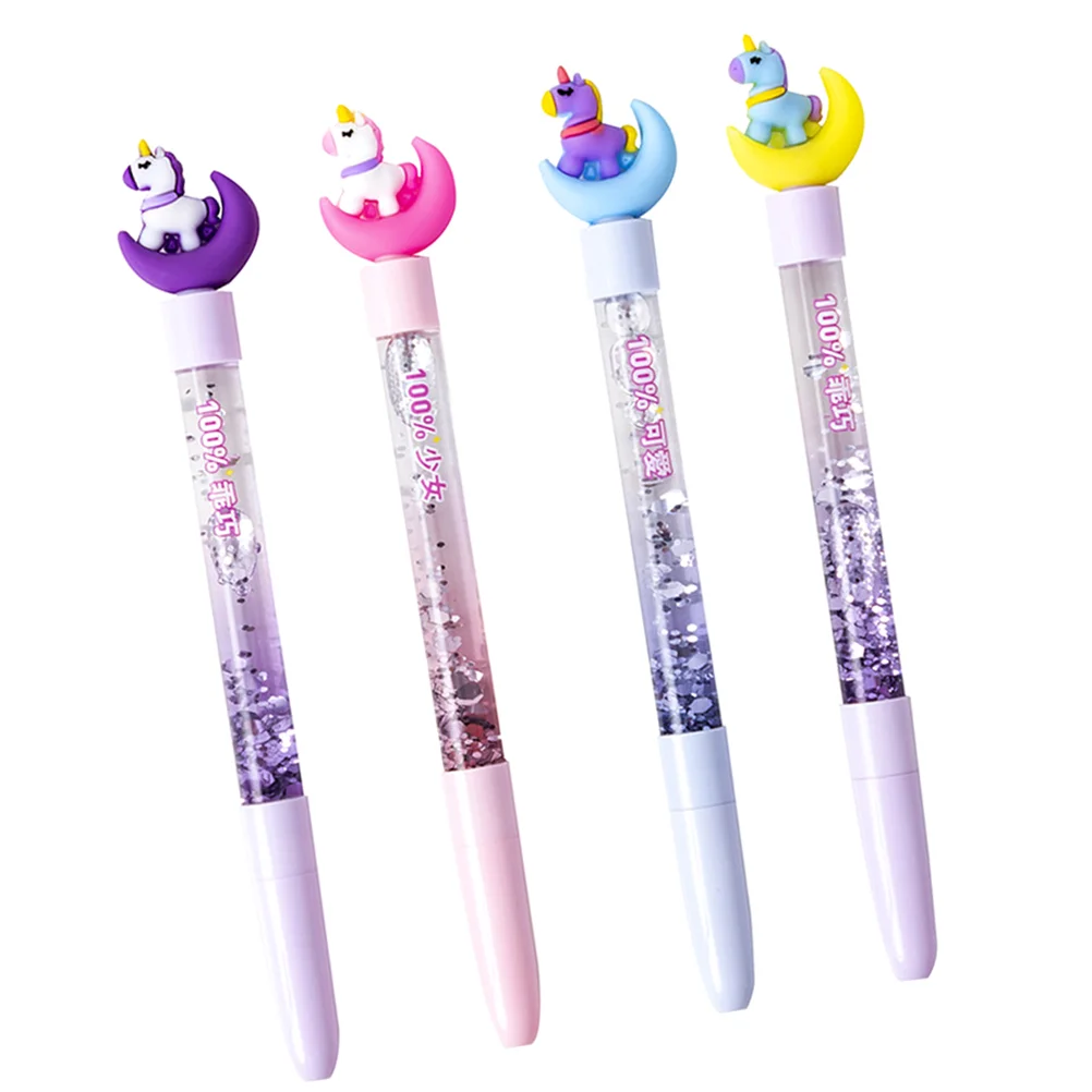 4 Pcs Cartoon Pen Gel Pupils Fountain Ink Multi-function Pens Plastic Note