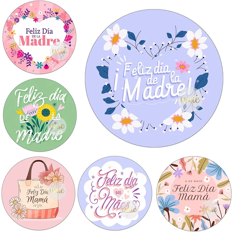 Feliz Día De La Madre Labels Floral Greeting Thank you Self-adhesive Paper Labels Español Happy Mother's Day Decor Stickers