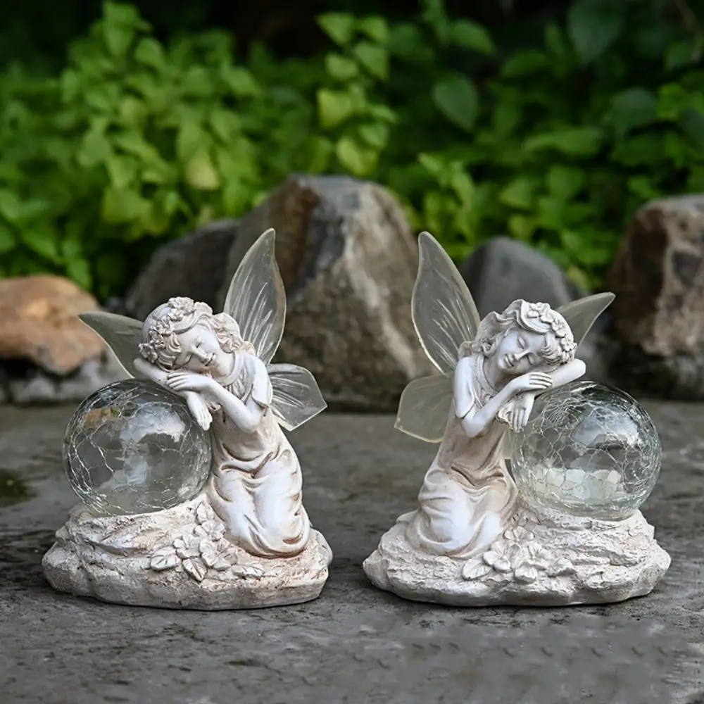 

Resin Solar Angel Ornament Colorful Retro Angel Statue Light Exquisite Creative Garden Miniature Figurine Sculpture Gift