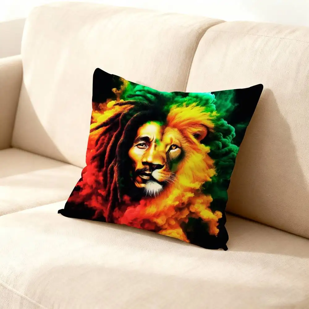 Bob Marley Rasta Lion Federa per divano Decor Car Office Room Stampa Fodera per cuscino Decorazioni e protezione