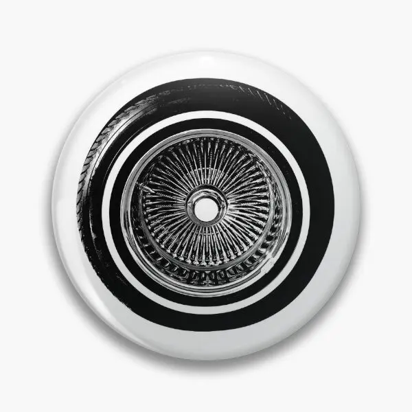 Lowrider Chrome Rims Wire Wheel Hydrauli  Soft Button Pin Clothes Lover Funny Hat Metal Decor Creative Gift Jewelry Brooch