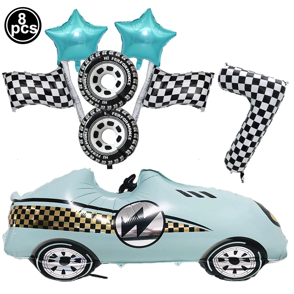 Große Cartoon Blau Racing Auto Nummer Digital Ballon Set Jungen Geburtstag Party Baby Dusche Rennwagen Party Decor Kinder Bevorzugung Geschenke – Detail 7