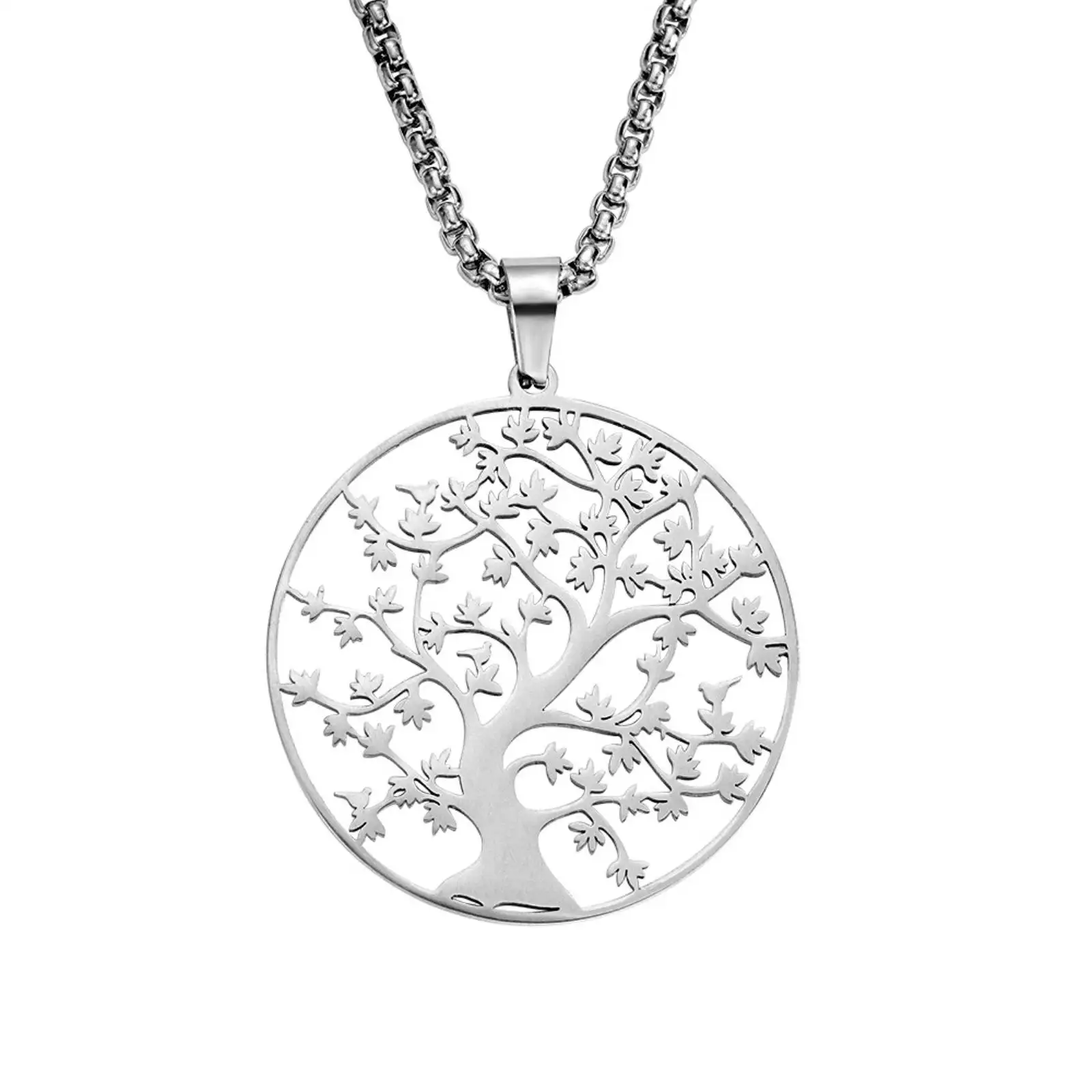 Baum des Lebens Anhänger Halskette Edelstahl Schmuck Geburtstagsgeschenk für Frauen Männer Paar – Detail 1