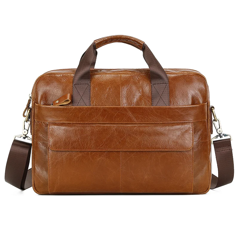 Hoge Kwaliteit Echt Lederen Handtassen Voor Man Arts Laag Werktas 14 "Laptop Korte Hoes Crossbody Schoudertas Mannen