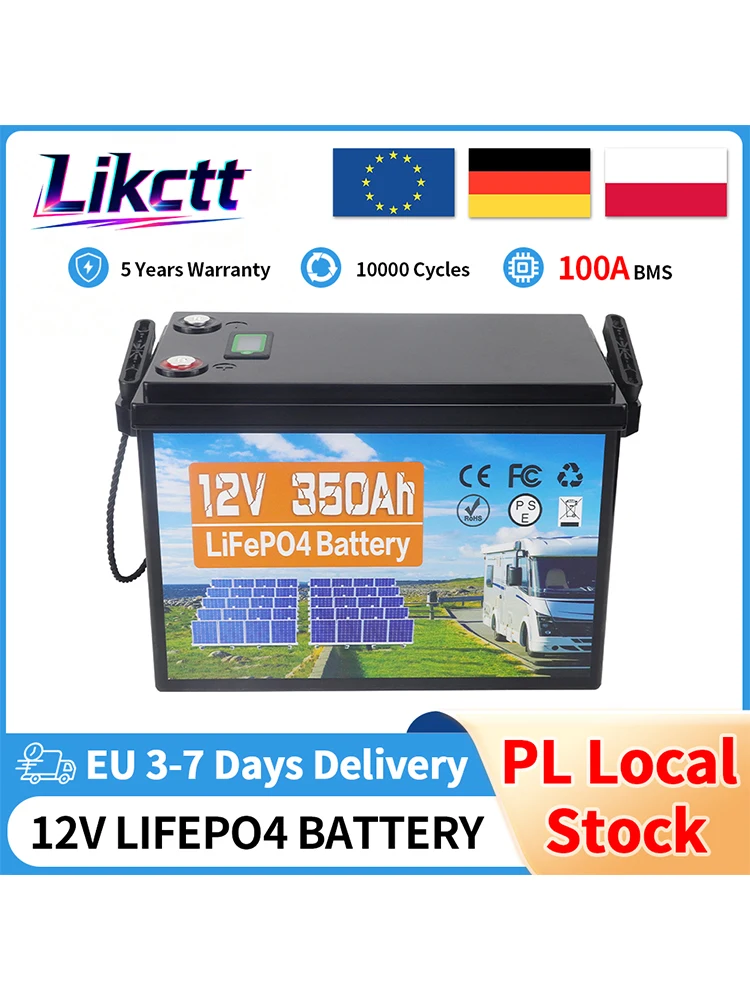 12,8V 350Ah LiFePO4 Lithium-Batterie 4480Wh |   12V Deep-Cycle-Batteriepack für Wohnmobile, Boote und netzunabhängige Solarenergiespeichersysteme
