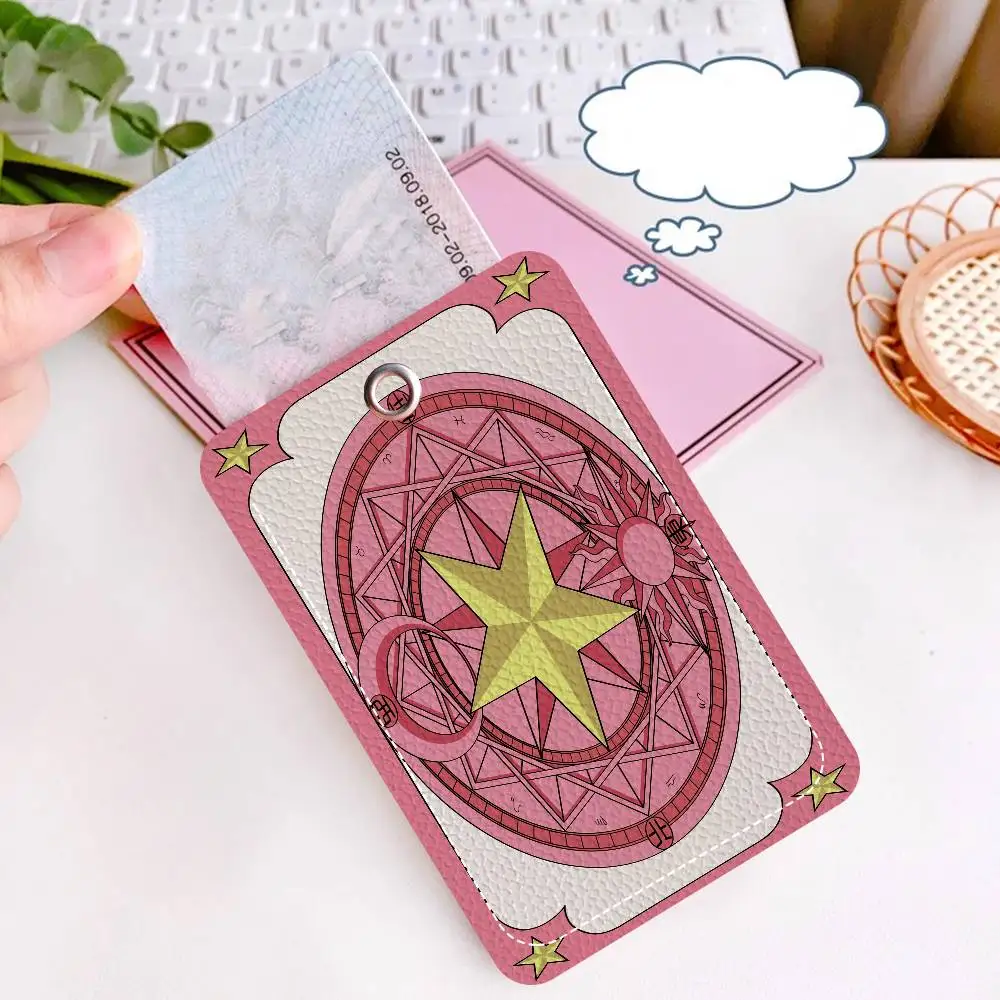 C-Cardcaptor Sakura PU Soft Leather Rectangular Key Card Holder Induction Elevator Protection Cover Youth Faion Accory