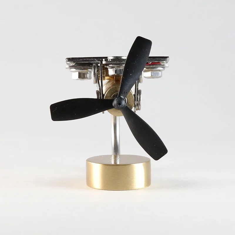 Solar Powered Metal Windmill Car Dashboard Ornament Brass Stainless Steel Mini Propeller Model Light Driven Rotating Desk Decor