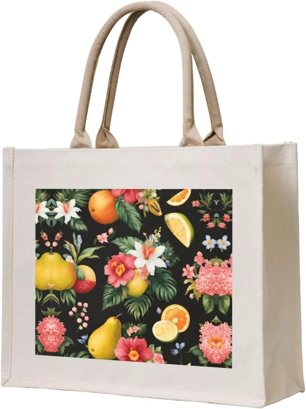 Tropical Fruits Canvas Carrying Tote Bag,Personalized Present Bag, Womens Tote Bag For Yoga, Work,