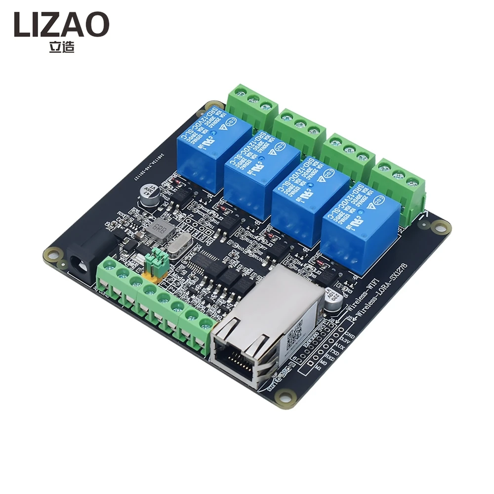 LIZAO Modbus TCP RTU Ethernet Module 4DI 4DO Relay Output RJ45 Digital Switch Input Module for PLC