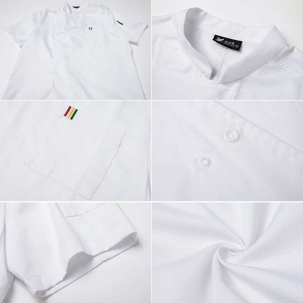 Korte Mouwen Jassen Catering Serveerster Werkkleding Chef-Uniform Hotel Keuken Kok Kleding Bakkerij Ober Jas Barman Shirt