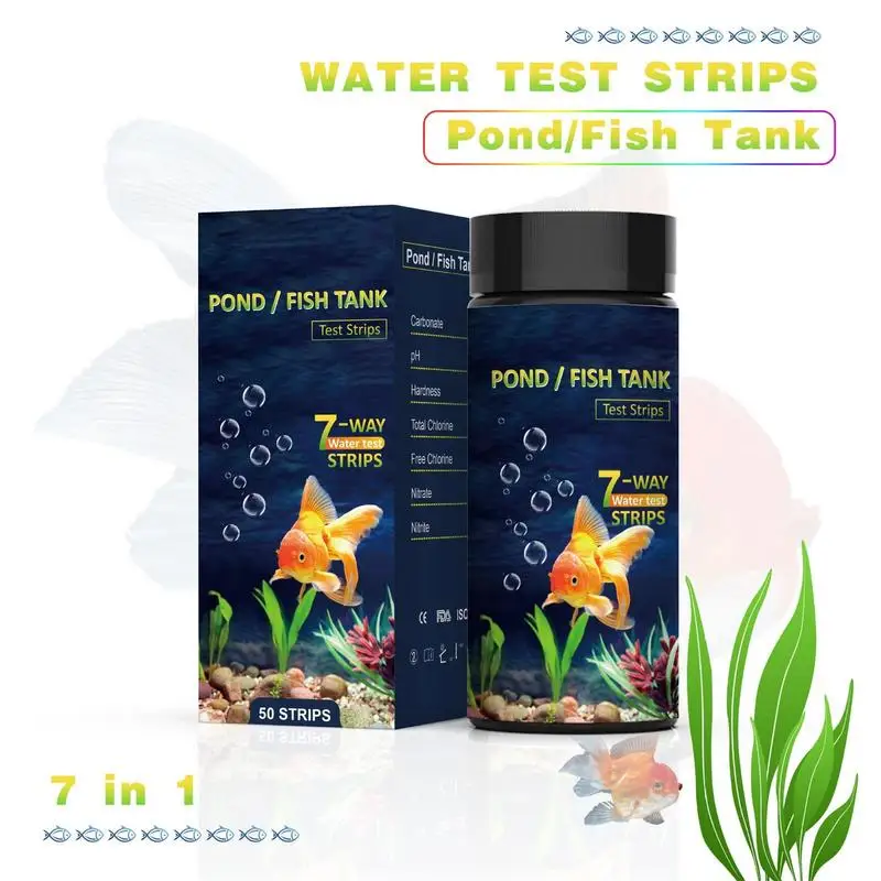 Kit de prueba de agua para pecera, Kit de prueba de acuario de 7 vías para agua dulce y salada, Kit de prueba de agua para pecera, rápido y fácil de usar