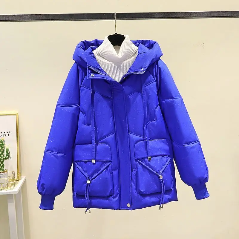 2023 New Women Down Cotton Coat Winter Bread Jacket Female Mid Length Version Parkas Thick Loose Outwear Hooded Overcoat