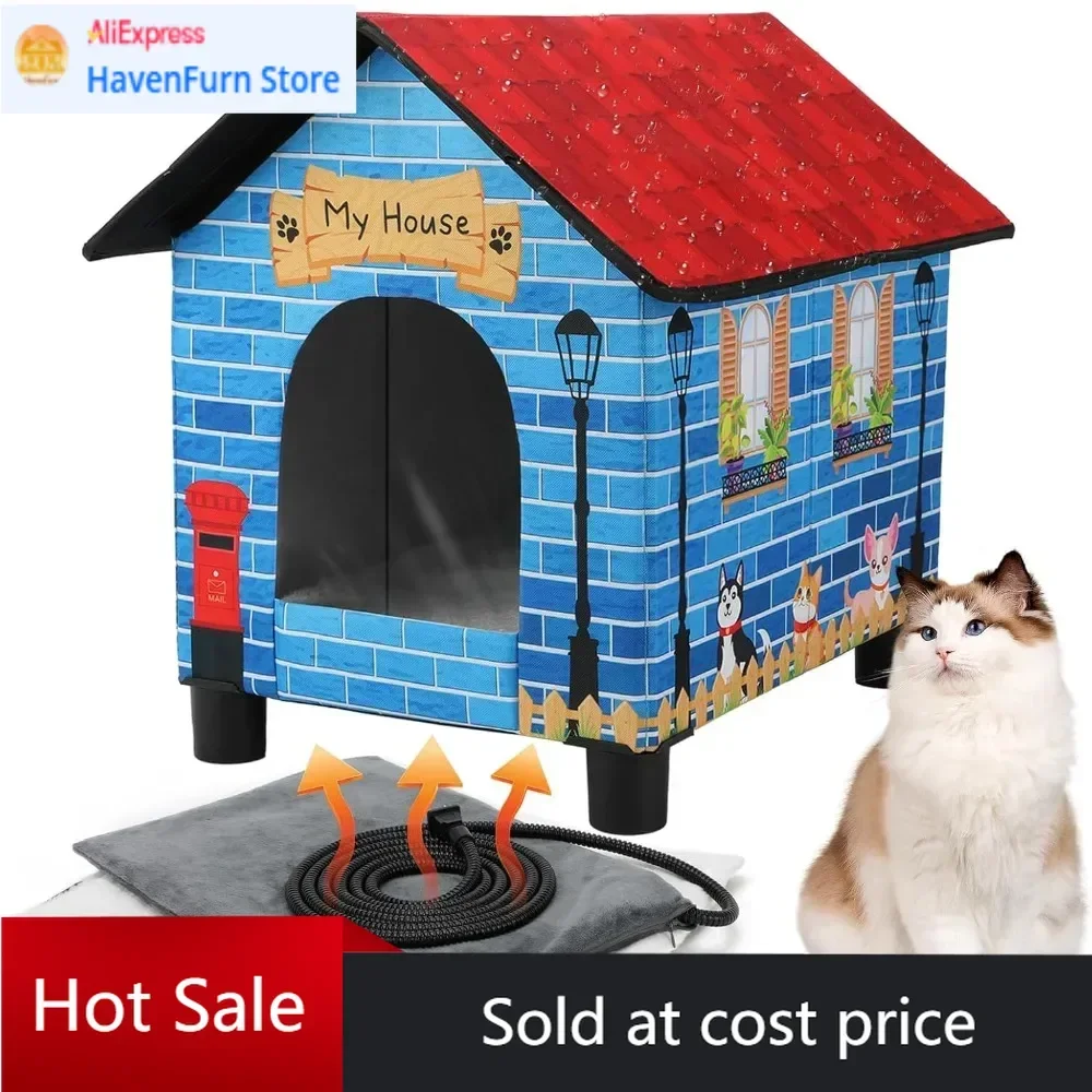 

Activity priceHeated Outdoor Cat House with Thermostat, Waterproof Insulated Shelter for Winter, Elevated Warm Bed for Feral Cat