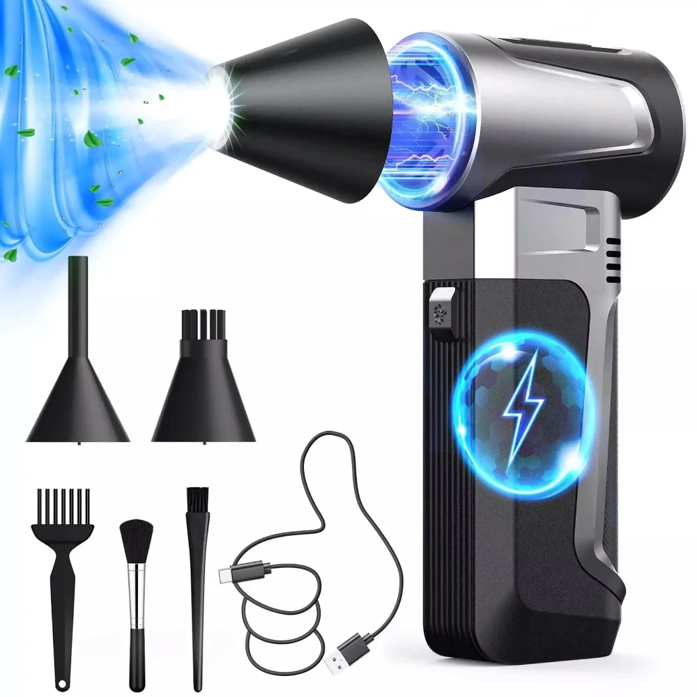 

160000RPM Electric Air Duster Gear Adjustable Turbo Jet Fan Type-C Charging Car Fan Cleaning Blower Tool Portable Blowing Snow