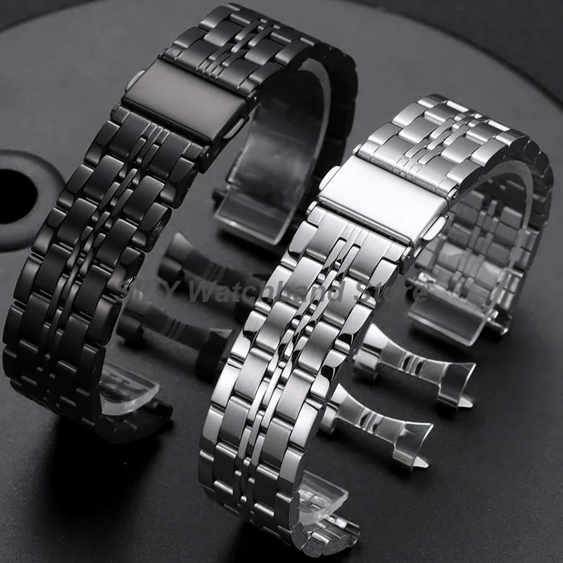    18mm 20mm 22mm 24mm Gebogenes Edelstahl-Uhrenarmband Business-Uhrenarmband mit Faltschließe Ersatz-Armband Uhrenriemen