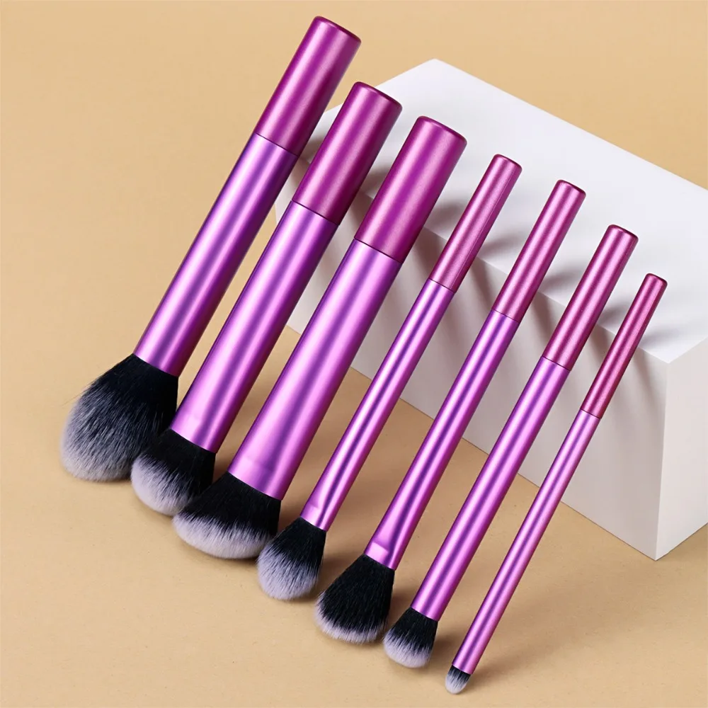 7-delige mode zachte make-upborstelset synthetisch haar gemakkelijk schoon te maken blush borstel make-up tools