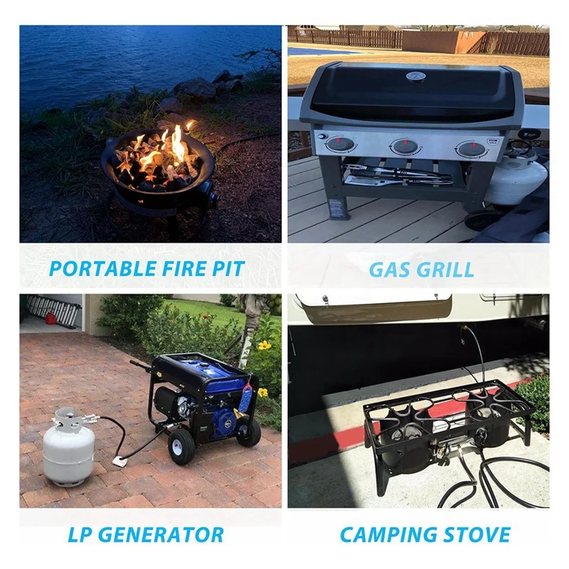 ABGR-12 Ft Quick Connect Propane Hose For Rv To Grill, With 1/4 Inch Quick Key Connect Plug X 3/8 Inch Female Flare