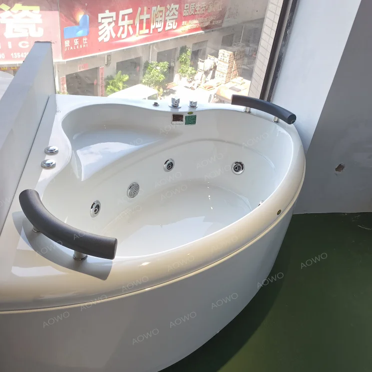 Modern Hotel Bathroom Air Whirlpool Bath Double Hot Tub Massage Corner Bucket Bubble Massage Acrylic Independent Vortex Bathtub