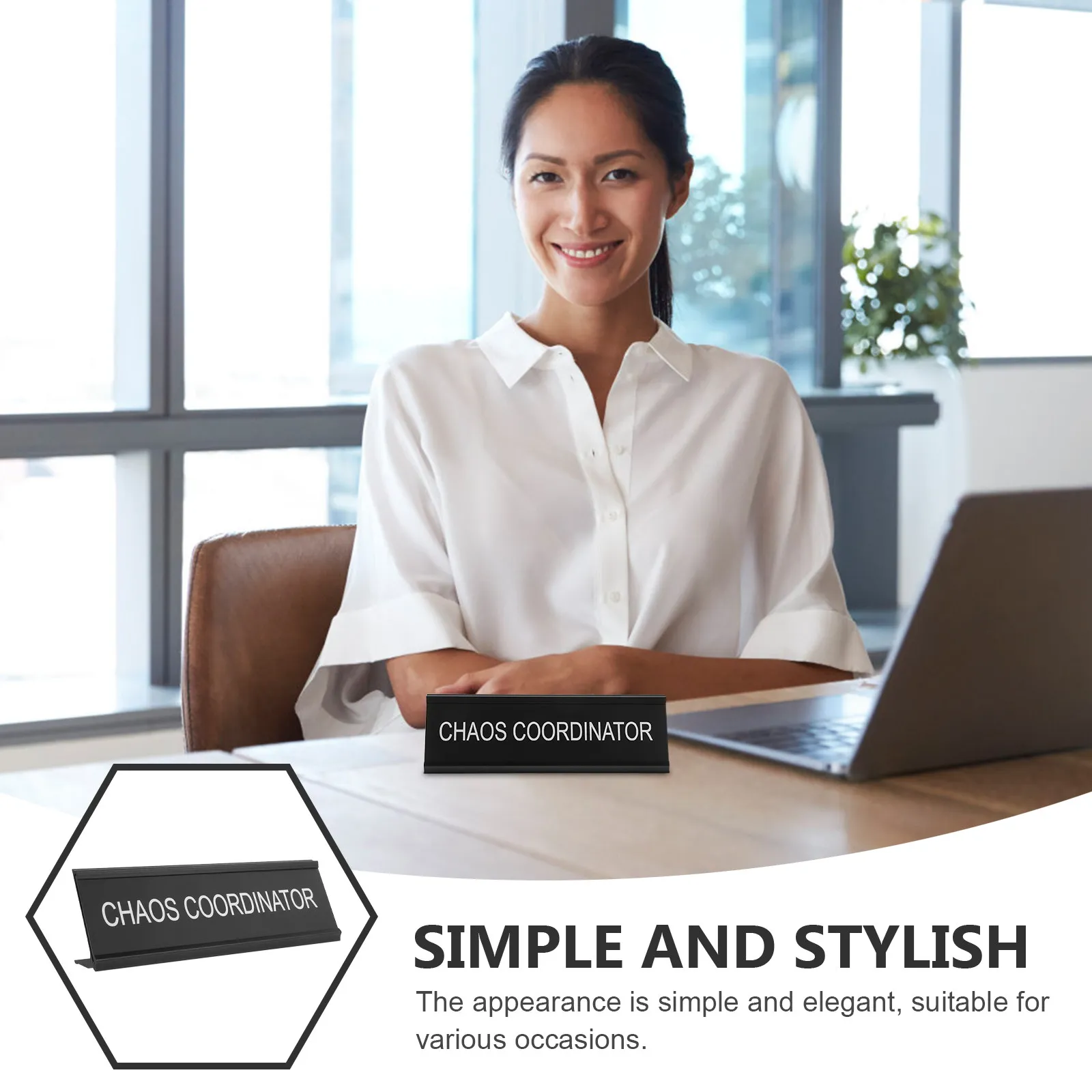 

Position Card Chaos Coordinator Office Decor Desk Sign Funny Signs Work Supplies for Women Metal Name Plate Counter office tool