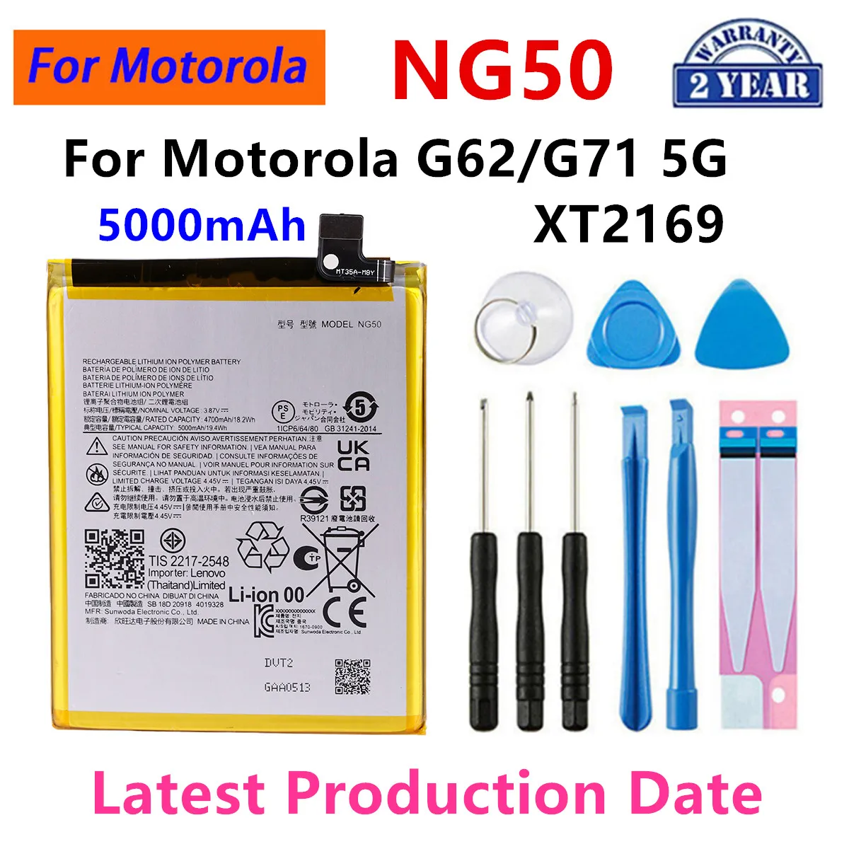 

Brand New NG50 5000mAh Battery For Motorola G62/Moto G71 5G /XT2169 phone Batteries+Tools