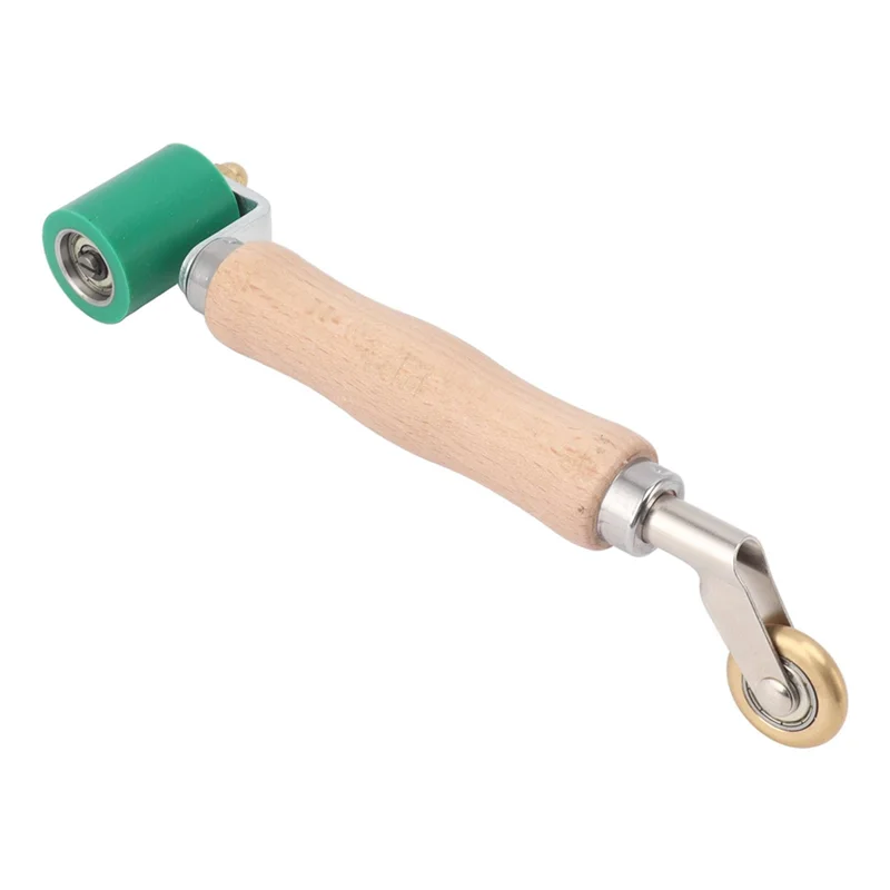 Rodillo de costura de rodillo de papel tapiz de 40 mm, rodillo de costura de silicona con mango de madera, rueda de latón de doble uso para soldadura de PVC B