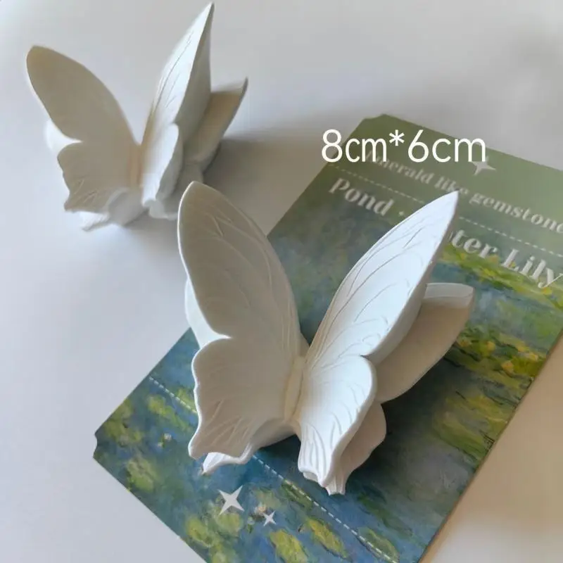 Butterfly Wall Decor Farmhouse White Plaster Butterfly Wall Art for Living Room Kitchen Dining Nook Home Decoration
